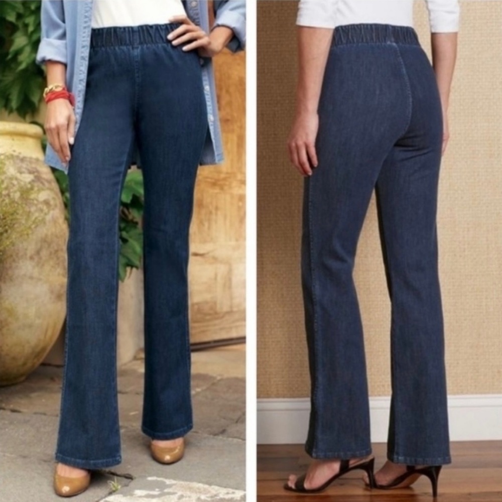 Soft Surroundings Pull On Bootcut Jeans Large 14/16